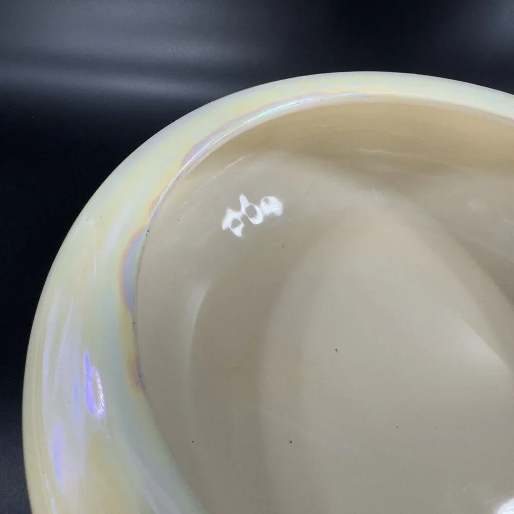 Pier 1 Pottery Planter Bowl Italian Yellow Iridescent Luster Finish Made Italy‎
